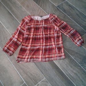 Talbots Brown plaid blouse